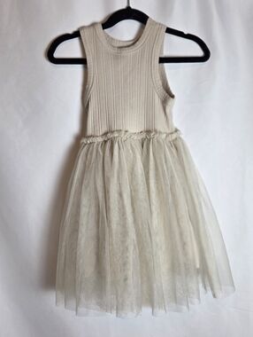 Cotton On Kids Girls Beige Tank Tulle Dress